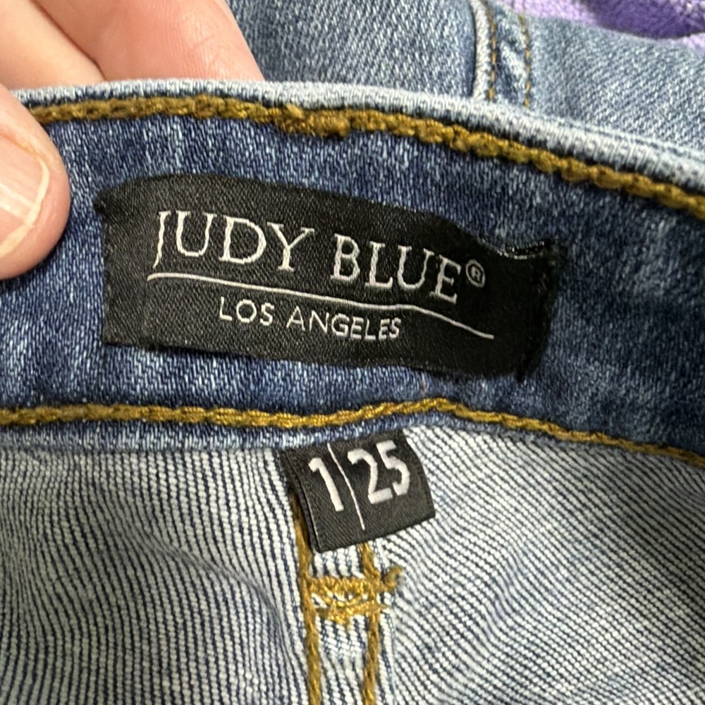 Judy Blue Bootcut Jeans Womens Size 1/25 Blue Medium Wash Mid Rise Distressed - Picture 9 of 12
